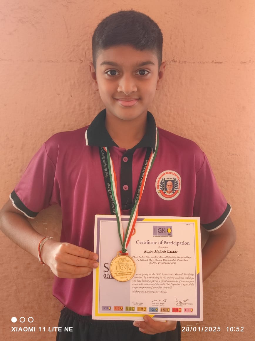 Congratulations!!!!  Rudra Mahesh Gatade from Grade 6C for Achieving Gold medal in IGKO